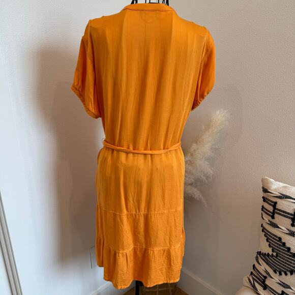 Splendid Jamie Tiered Mini Belted Button Up Shirt Dress Orange Size Small - Picture 5 of 12